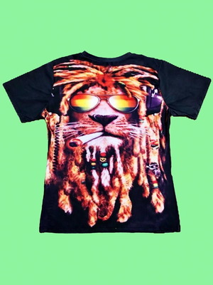 Κοντομάνικο μπλουζάκι Reggae Lion σαν καινούργιο, XL, μαύρο και κόκκινο