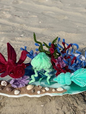 Handmade sea bottom custom made from plush wire