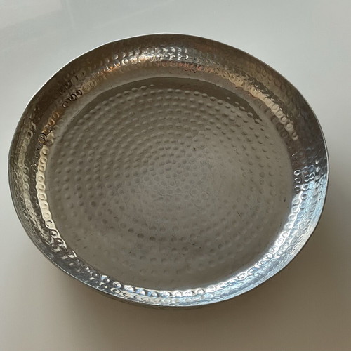 Silver Metal Hammered Tray 35cm New