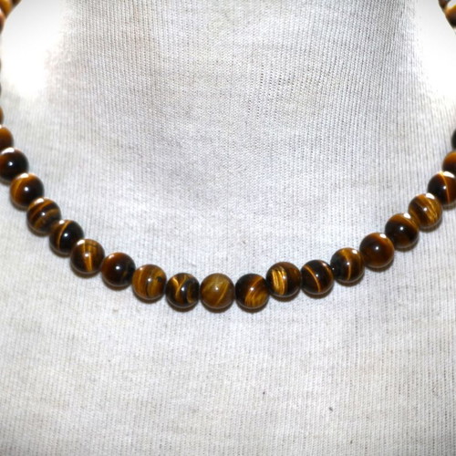 Necklace with genuine tiger's eye stones and sterling silver 925 new