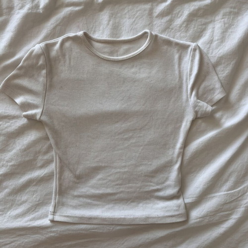 White ribbed stretchy crop top, size S