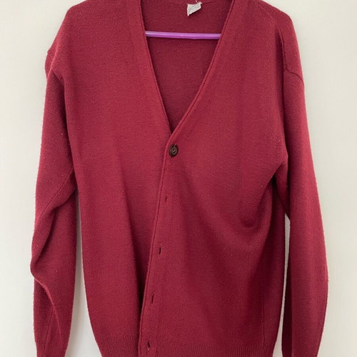 Knitted wool cardigan like new, red, size L