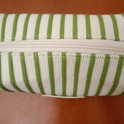 Funky Buddha Knitted Toiletry Bag new, striped green and white