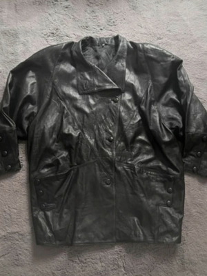 Oversized δερματίνη μπουφάν 80s μαύρο σαν καινούργιο
