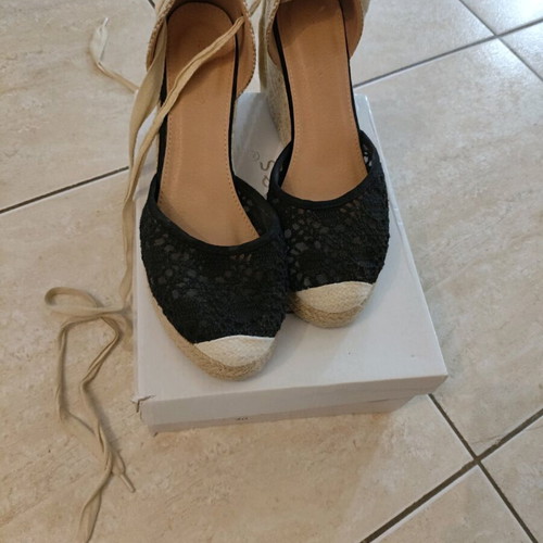 Lace espadrilles used, black, size 40