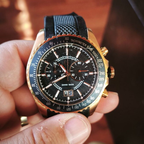 Guess Collection Chronograph GC 35502G men's watch used, black and gold