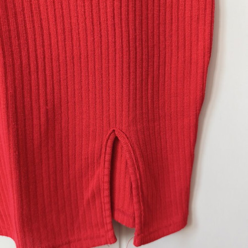 Shein mini dress ribbed red, like new, small slit