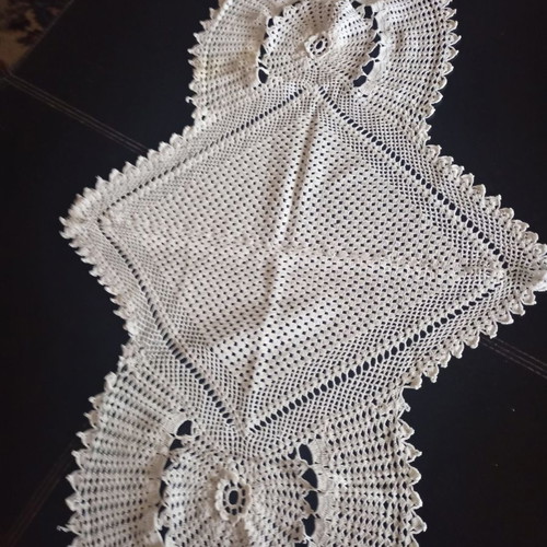 Crochet embroidery used, length 74cm width 45cm