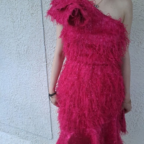 Women's dress new with one shoulder, size large, fuchsia