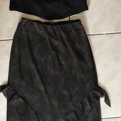 Skirt set with blouse bustier like new, black and beige