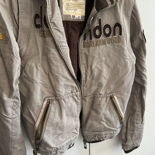 Bershka men's jacket used, removable sleeves, beige and brown, size M