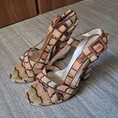 Missoni sandals used, colorful platform heels size 38.5