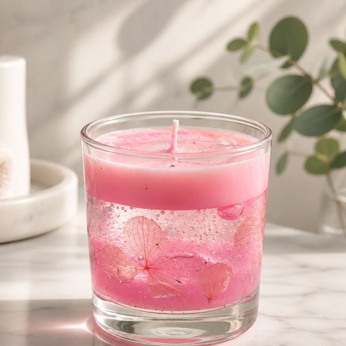 Sakoura glass soy gel candle with dried flowers