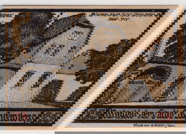 1921 GERMANY , ΛΙΘΟΓΡΑΦΙΕΣ ,ΣΥΛΛΕΚΤΙΚΕΣ ,ΕΓΧΡΩΜΕΣ ΕΠΑΝΩ ΣΕ ΑΥΘΕΝΤΙΚΑ EMERGENCY 25 PF Χ 2 . @17...