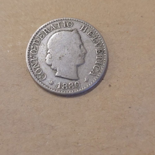 Switzerland 5 Rappen 1880 coin used