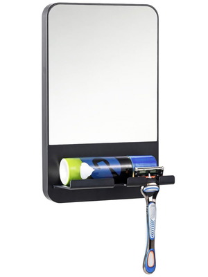 Taili Shower Mirror like new, anti-fog, black, with suction cup