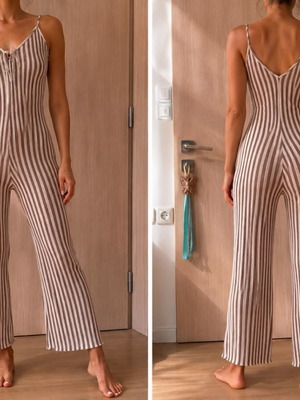 Striped jumpsuit 79% cotton, like new, Pull & Bear, size S