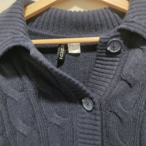 Divided cropped cardigan dark blue like new, size S oversized