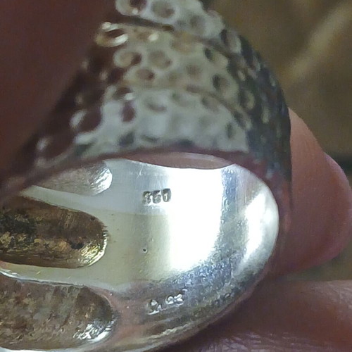 Hammered gold-plated silver 950 ring 15 g, size 17 mm like new