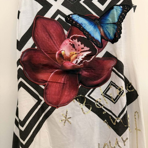 Desigual women's asymmetrical sleeveless floral blouse tunic size S like new