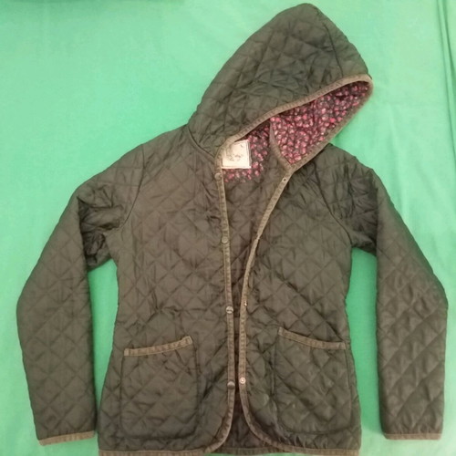 Zara quilted women's jacket used, cypress green with hood