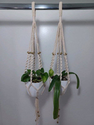 Macrame plant pot set of 2 new, hanging for 11 cm diameter pots