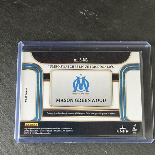 Mason Greenwood Red Wave Jumbo Patch card new from Panini Select Ligue 1 2025-26
