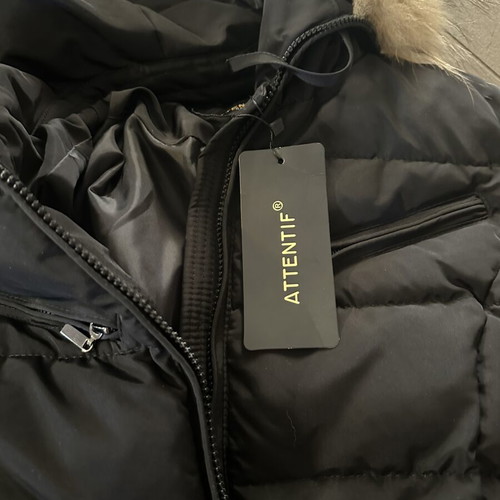 Black warm jacket with belt, size M