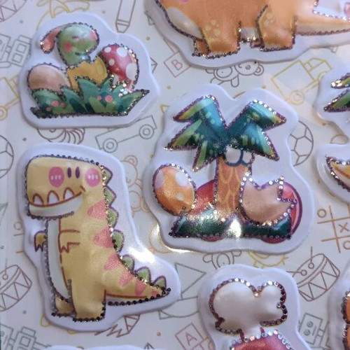 Pop-up dinosaur stickers new with metallic details
