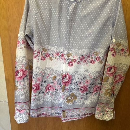 Men's cotton printed dress shirt size S like new, blue and pink