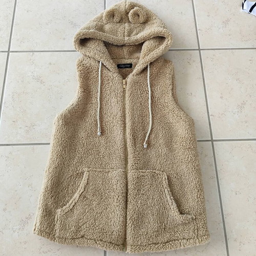 Fleece vest with hood and ears, like new, size S kids 12-14