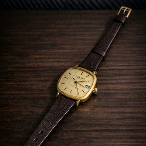 Longines Presence Swiss 1970 gold-plated women's watch used, brown