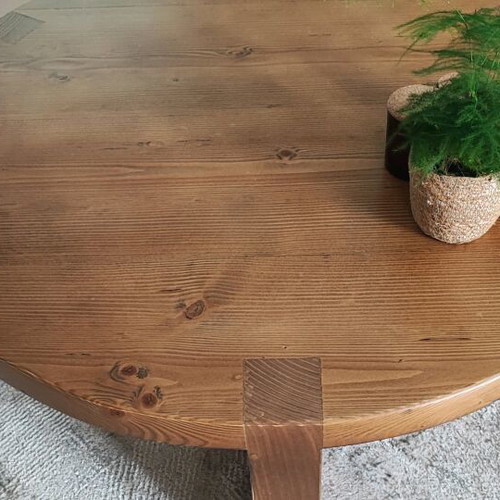 Round handmade coffee table solid wood, new
