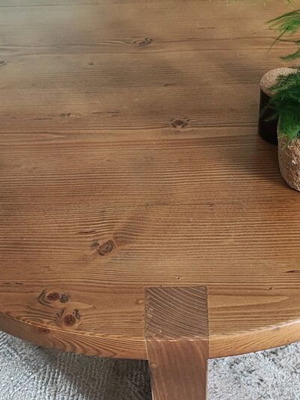 Round handmade coffee table solid wood, new