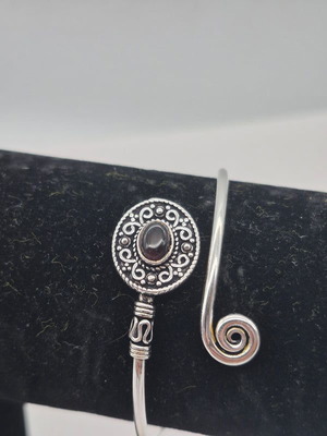 Black Tourmaline Silver Plated Adjustable Bracelet new