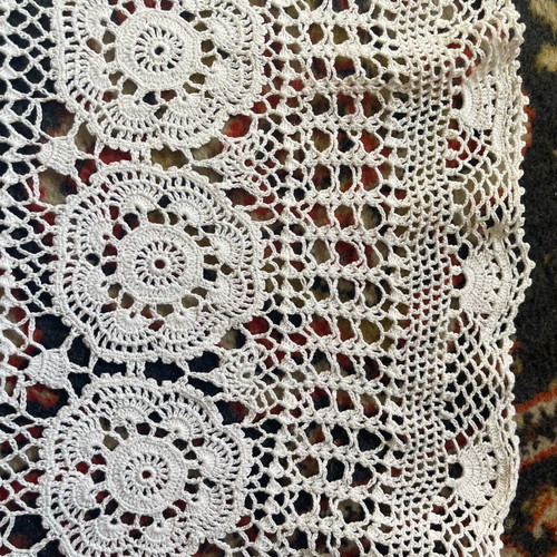 Handmade crocheted round tablecloth like new