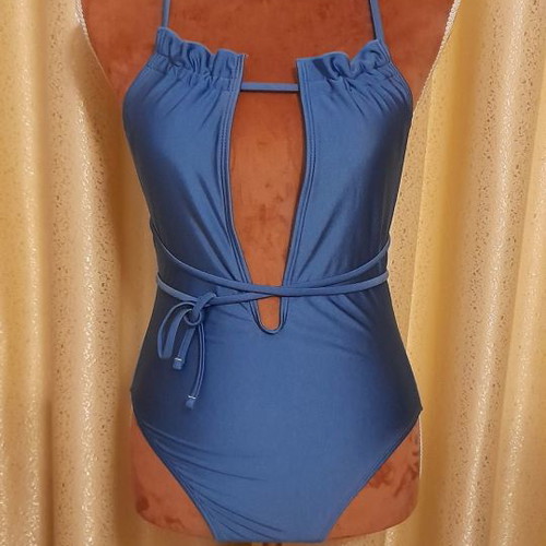 Shiny one-piece swimsuit size S like new, blue