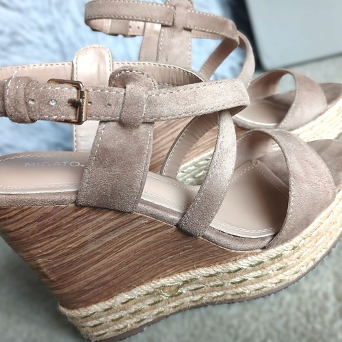 Migato women's sandals like new, beige espadrille platform size 38