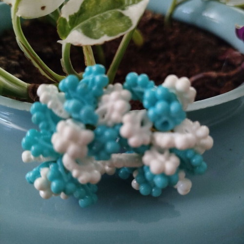 Vintage Cluster Earrings 60's Like New Turquoise Blue White