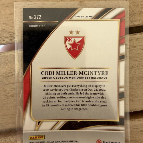 Codi Miller-McIntyre Panini Euroleague Select basketball card like new