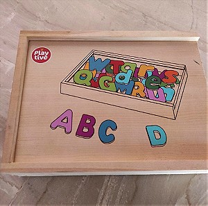 ξύλινο κουτί με μαγνητικά ΑΓΓΛΙΚΑ γράμματα