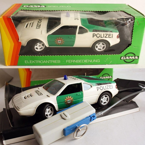 Vintage GAMA BMW M1 Polizei police car with remote control new