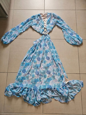Boho φόρεμα Iraida σαν καινούργιο, floral cut out, μπλε