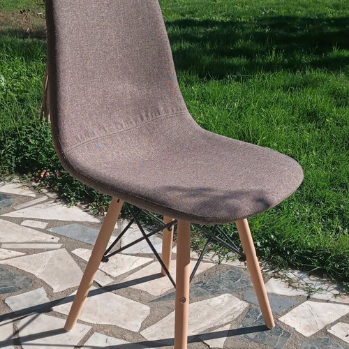Soft dining chair in Eames style like new, brown fabric