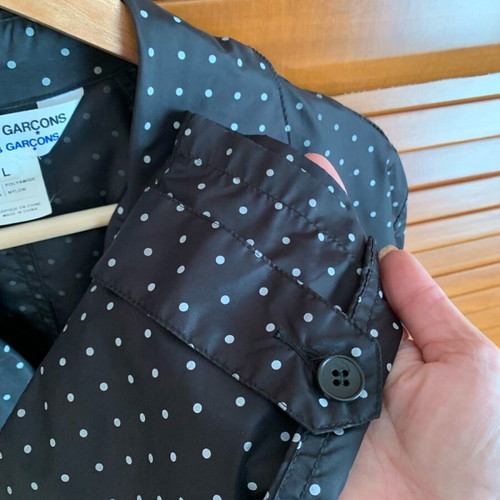 Comme des Garçons waterproof trench coat like new, black polka dot, size L