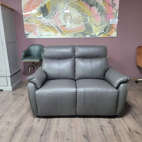 Gray leather two-seater sofa new, 100% genuine leather
