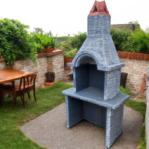 Emily Concrete Garden Barbecue Gray and White, New