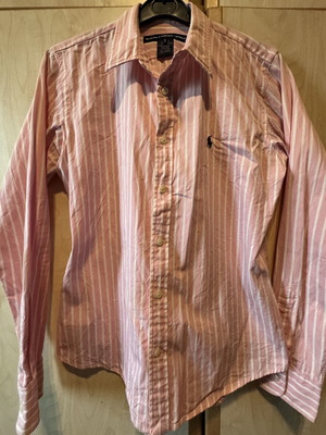 Polo Ralph Lauren women's shirt medium slim fit pink stripes like new