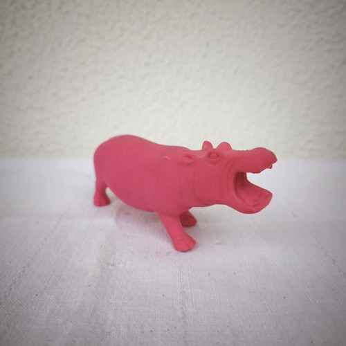 Fuchsia phosphorescent hippopotamus eraser like new