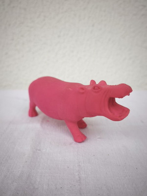 Fuchsia phosphorescent hippopotamus eraser like new